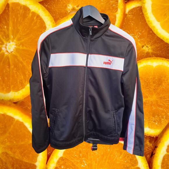 Puma Black with White Stripe Track Jacket Size Large - Picture 2 of 8